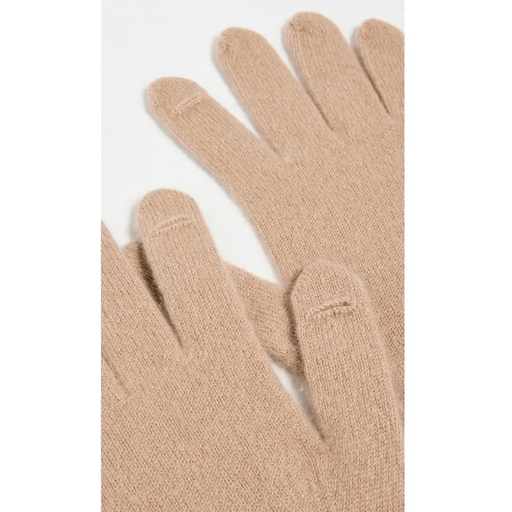 Vince 100% Boiled Cashmere Knit Gloves Camel Touchscreen Phone Friendly Unisex